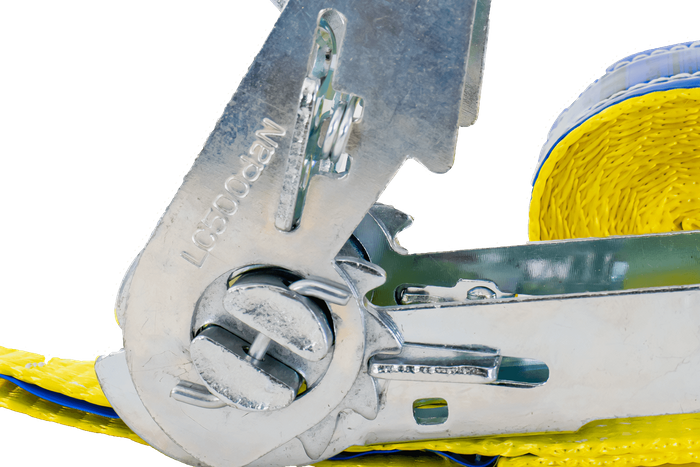 Set of four UNITRAILER transport belts with tensioner 4m/25mm/1t yellow