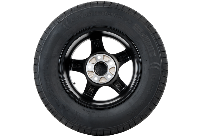 Reinforced trailer wheel KENDA TIRE 185/80 R14C 104/102N ALUMINUM RIM STARCO black 5.5Jx14"H2 5x112 ET:30