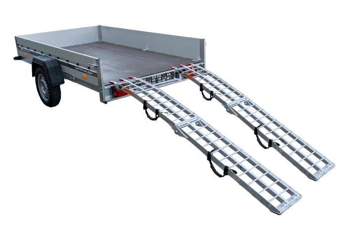 UNITRAILER ALR002 foldable ramps aluminum ramps for trailers 221cm 680kg with belt, set of 2