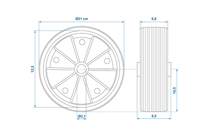 Spare wheel for ProPlus 341549 solid rubber jockey wheel 220x70mm