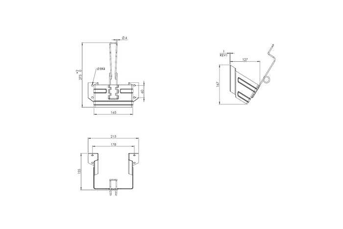 G46 wheel chock with LOKHEN mounting bracket h: 190mm