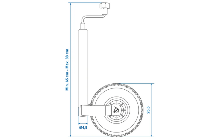 ProPlus 341507 jockey wheel 150kg 48mm 650-880mm