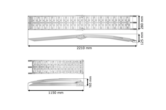 UNITRAILER ALR003 foldable ramps aluminum ramps for trailers 221cm 680kg with belt and support, set of 2